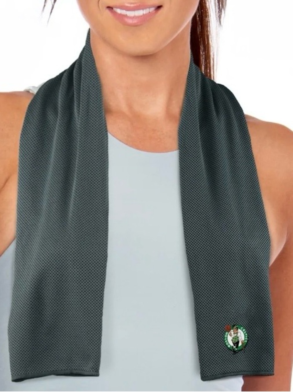 New with tags Northwest NBA Boston Celtics cooling towel, gray with logo, 12×40”